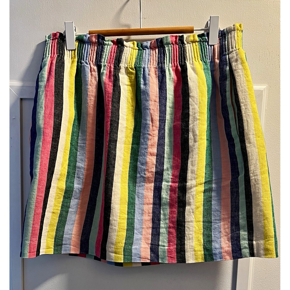 J.CREW Womens Multicolor Striped Skirt Size 8 Lined Pull On Elastic Waist 30x17